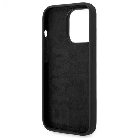 Etui BMW BMHCP14LSILBK Husă pentru iPhone 14 Pro 6,1" czarny/negru Silicone Metal Logo