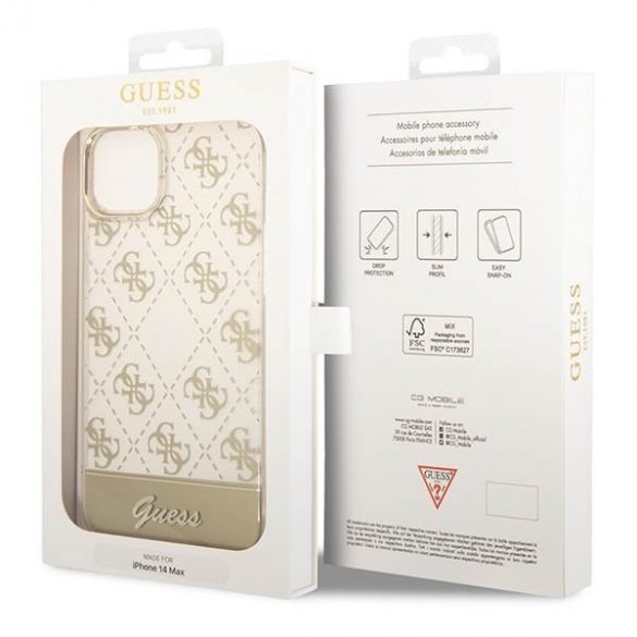 Guess GUHCP14MHG4MHG iPhone 14 Plus / 15 Plus 6,7" złoty/aurie hardcase 4G Pattern Script