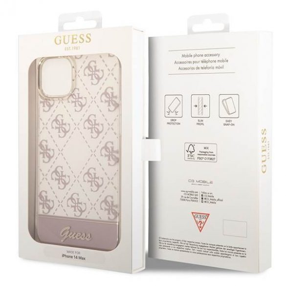 Guess GUHCP14MHG4MHP iPhone 14 Plus / 15 Plus 6,7" rożowy/roz hardcase 4G Pattern Script