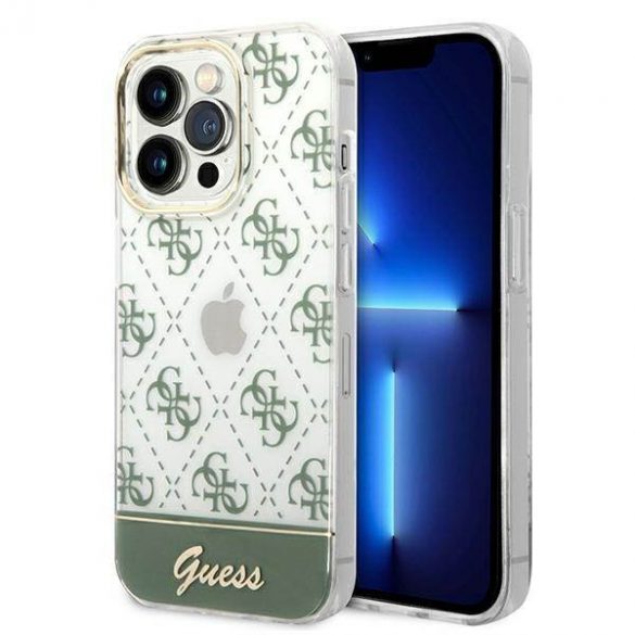 Guess GUHCP14XHG4MHA Husă rigidă kaki pentru iPhone 14 Pro Max 6,7" 4G Pattern Script