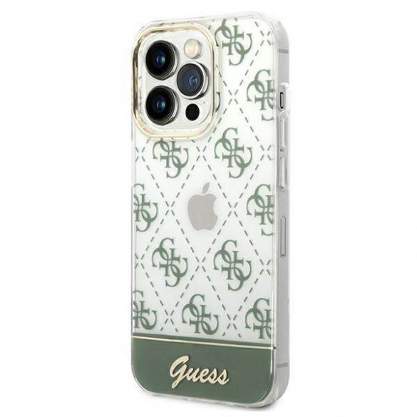 Guess GUHCP14XHG4MHA Husă rigidă kaki pentru iPhone 14 Pro Max 6,7" 4G Pattern Script