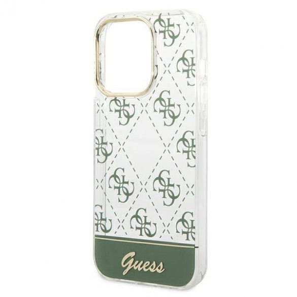 Guess GUHCP14XHG4MHA Husă rigidă kaki pentru iPhone 14 Pro Max 6,7" 4G Pattern Script