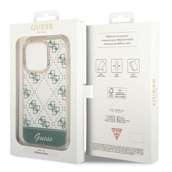 Guess GUHCP14XHG4MHA Husă rigidă kaki pentru iPhone 14 Pro Max 6,7" 4G Pattern Script