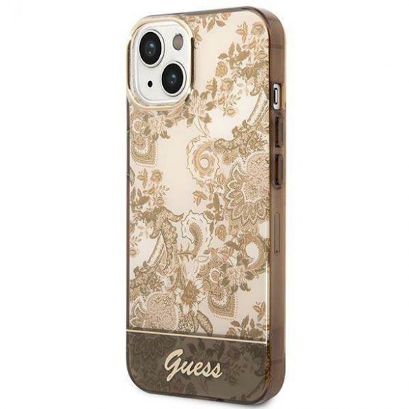 Guess GUHCP14SHGPLHC iPhone 14 / 15 / 13 6,1 inchi ocru hardcase Colecția Porțelan