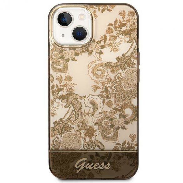 Guess GUHCP14SHGPLHC iPhone 14 / 15 / 13 6,1 inchi ocru hardcase Colecția Porțelan