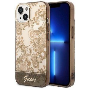 Guess GUHCP14MHGPLHC iPhone 14 Plus / 15 Plus 6,7 inchi ocru Hardcase Colecția Porțelan