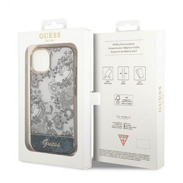 Guess GUHCP14SHGPLHG iPhone 14 / 15 / 13 6.1" szary/gri Hardcase Colecția Porțelan