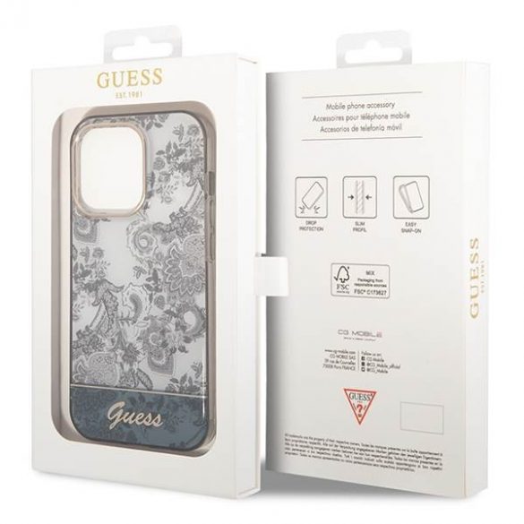 Guess GUHCP14LHGPLHG iPhone 14 Pro 6,1" husă szary/gri Husă Porțelan Collection