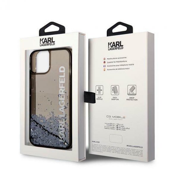 Karl Lagerfeld KLHCP14SLCKVK iPhone 14 / 15 / 13 6,1" czarny/negru hardcase Liquid Glitter Elong