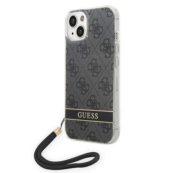 Guess GUOHCP14MH4STK iPhone 14 Plus / 15 Plus 6.7" carcasă rigidă neagră, curea de imprimare 4G