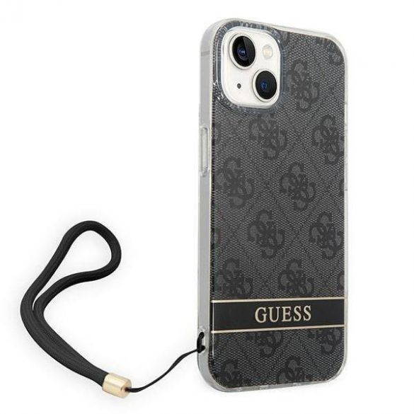 Guess GUOHCP14MH4STK iPhone 14 Plus / 15 Plus 6.7" carcasă rigidă neagră, curea de imprimare 4G