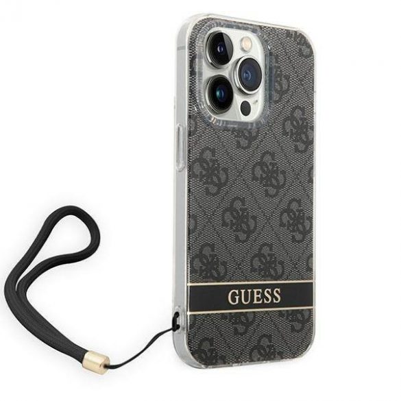 Guess GUOHCP14LH4STK Carcasă rigidă pentru iPhone 14 Pro 6,1" czarny/negru 4G Curea de imprimare