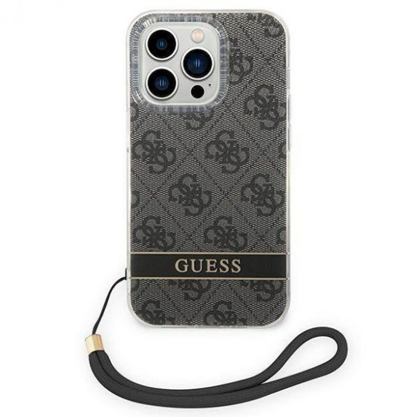 Guess GUOHCP14XH4STK Carcasă rigidă pentru iPhone 14 Pro Max, 6,7" czarny/negru, cu curele de imprimare 4G