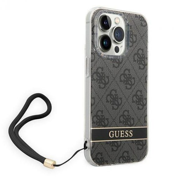 Guess GUOHCP14XH4STK Carcasă rigidă pentru iPhone 14 Pro Max, 6,7" czarny/negru, cu curele de imprimare 4G