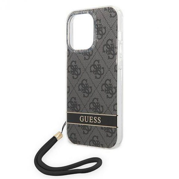 Guess GUOHCP14XH4STK Carcasă rigidă pentru iPhone 14 Pro Max, 6,7" czarny/negru, cu curele de imprimare 4G