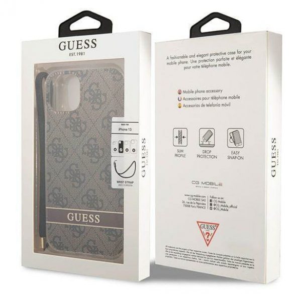 Guess GUOHCP14SH4STW iPhone 14 / 15 / 13 6,1" husă rigidă maro/brązowy 4G Curea de imprimare