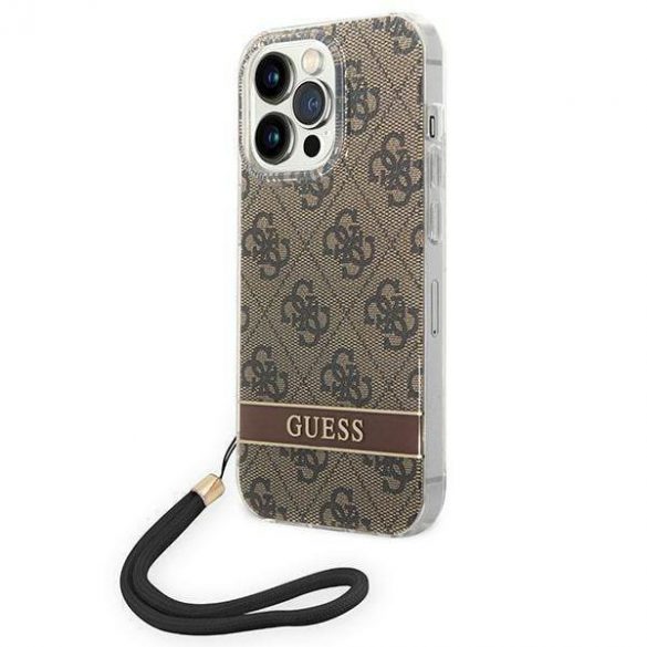 Guess GUOHCP14XH4STW Husă rigidă maro/brązowy pentru iPhone 14 Pro Max 6,7" 4G Curea de imprimare