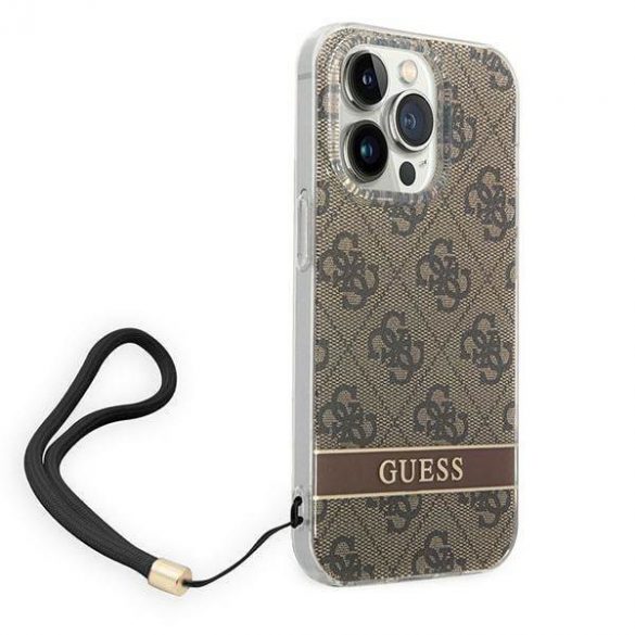 Guess GUOHCP14XH4STW Husă rigidă maro/brązowy pentru iPhone 14 Pro Max 6,7" 4G Curea de imprimare