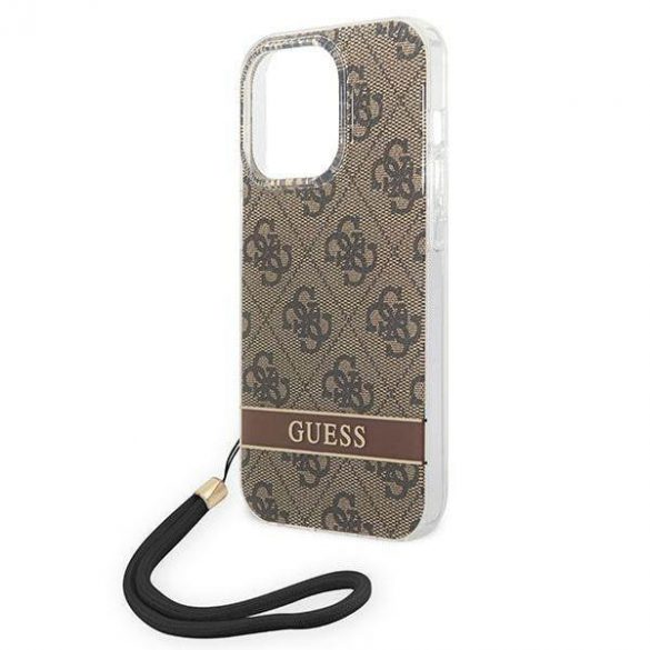 Guess GUOHCP14XH4STW Husă rigidă maro/brązowy pentru iPhone 14 Pro Max 6,7" 4G Curea de imprimare