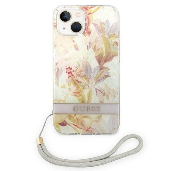 Guess GUOHCP14MHFLSU iPhone 14 Plus / 15 Plus 6,7" husă rigidă mov/violet Curea cu flori