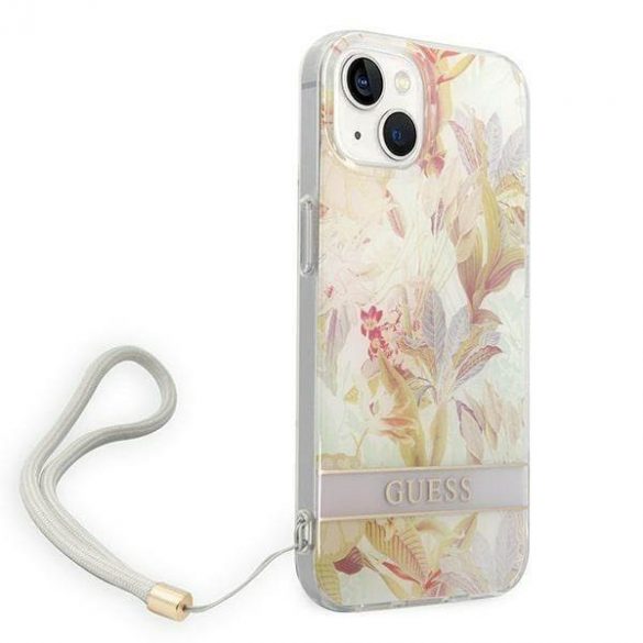 Guess GUOHCP14MHFLSU iPhone 14 Plus / 15 Plus 6,7" husă rigidă mov/violet Curea cu flori