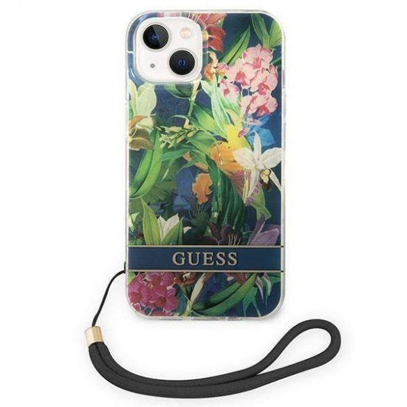 Guess GUOHCP14MHFLSB iPhone 14 Plus / 15 Plus 6,7" niebieski/albastru hardcase Curea cu flori