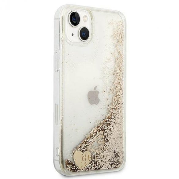 Guess GUOHCP14MGLHFLGO iPhone 14 Plus / 15 Plus 6.7" gold/gold hard Husă Glitter Charms