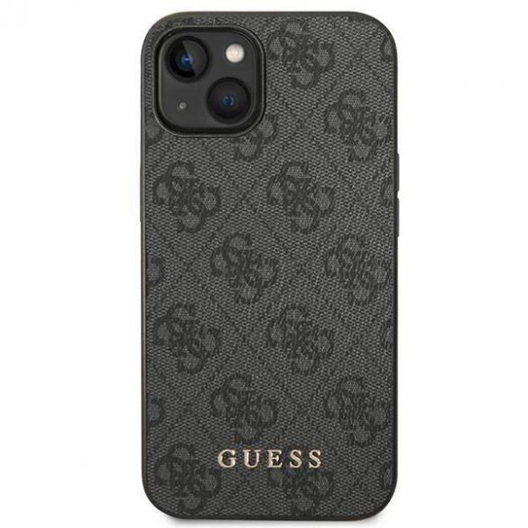 Guess GUHCP14SG4GFGR iPhone 14 / 15 / 13 6.1" gri/gri hard Husă 4G Metal Gold Logo