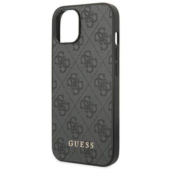 Guess GUHCP14SG4GFGR iPhone 14 / 15 / 13 6.1" gri/gri hard Husă 4G Metal Gold Logo