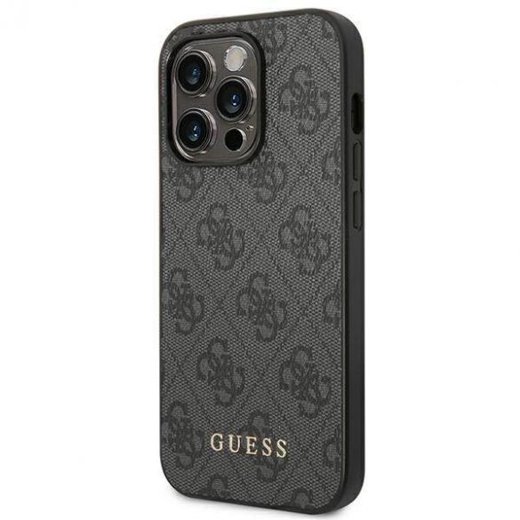 Guess GUHCP14LG4GFGR iPhone 14 Pro 6,1" gri/gri husă greu 4G Metal Gold Logo husă