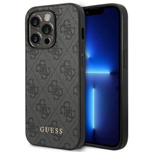 Guess GUHCP14XG4GFGR iPhone 14 Pro Max 6,7" gri/gri husă greu 4G Metal Gold Logo husă