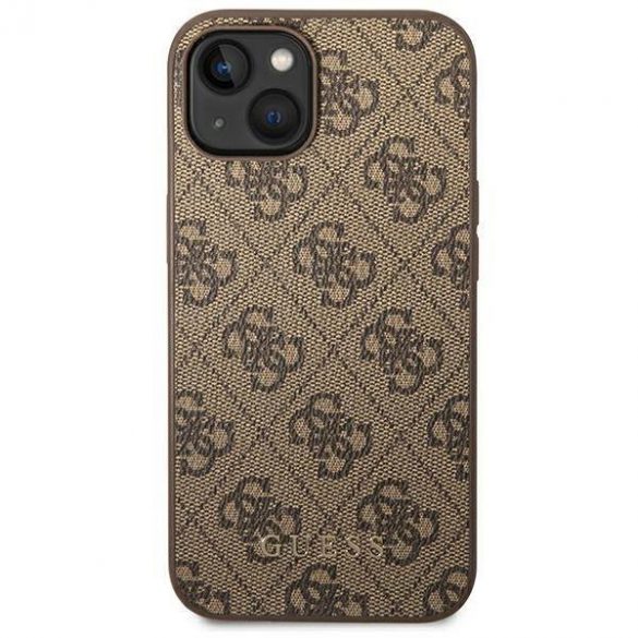 Guess GUHCP14SG4GFBR iPhone 14 / 15 / 13 6.1" maro/maro husă greu 4G Metal Gold Logo