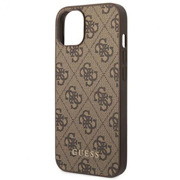 Guess GUHCP14SG4GFBR iPhone 14 / 15 / 13 6.1" maro/maro husă greu 4G Metal Gold Logo