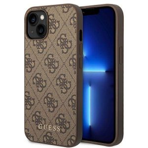 Guess GUHCP14MG4GFBR iPhone 14 Plus / 15 Plus 6.7" maro/maro husă greu 4G Metal Gold Logo