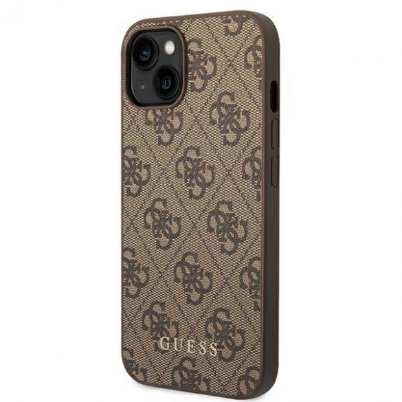 Guess GUHCP14MG4GFBR iPhone 14 Plus / 15 Plus 6.7" maro/maro husă greu 4G Metal Gold Logo