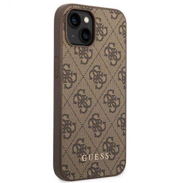 Guess GUHCP14MG4GFBR iPhone 14 Plus / 15 Plus 6.7" maro/maro husă greu 4G Metal Gold Logo