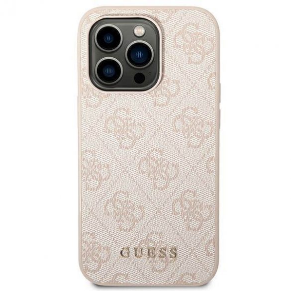 Guess GUHCP14LG4GFPI Husă rigidă pentru iPhone 14 Pro 6,1" rożowy/roz 4G Metal Gold Logo