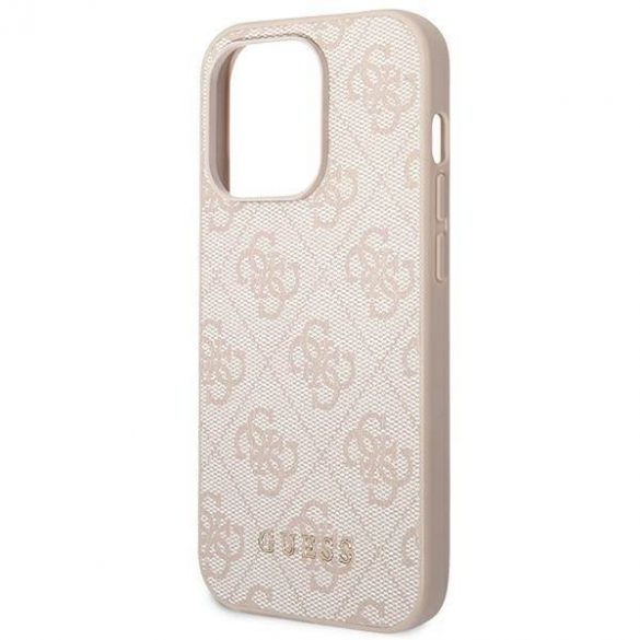 Guess GUHCP14LG4GFPI Husă rigidă pentru iPhone 14 Pro 6,1" rożowy/roz 4G Metal Gold Logo