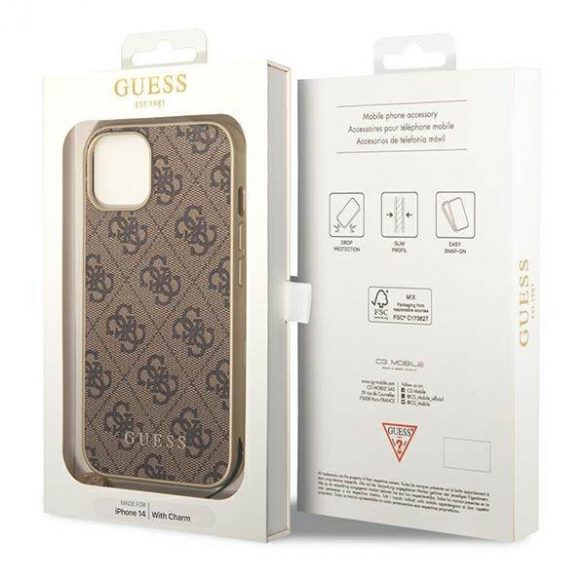 Guess GUHCP14MGF4GBR iPhone 14 Plus / 15 Plus 6,7" husă rigidă maro/brązowy 4G Charms Collection