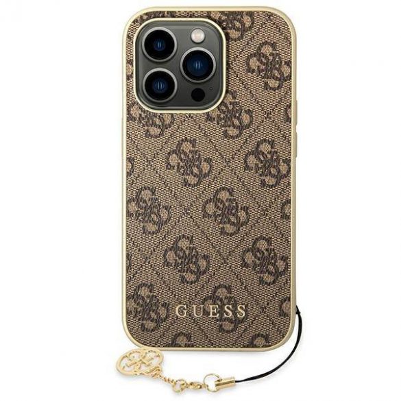 Guess GUHCP14LGF4GBR Husă rigidă brązowy/maro pentru iPhone 14 Pro 6,1" 4G Charms Collection