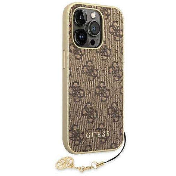 Guess GUHCP14LGF4GBR Husă rigidă brązowy/maro pentru iPhone 14 Pro 6,1" 4G Charms Collection