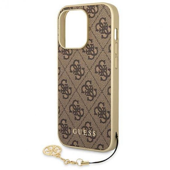 Guess GUHCP14LGF4GBR Husă rigidă brązowy/maro pentru iPhone 14 Pro 6,1" 4G Charms Collection