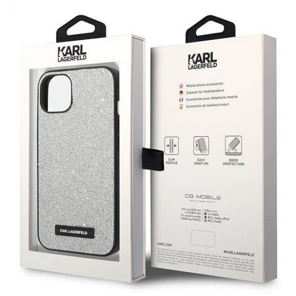 Karl Lagerfeld KLHCP14MG2ELS iPhone 14 Plus / 15 Plus 6,7" hardcase srebrny/silver Glitter Plaque Logo