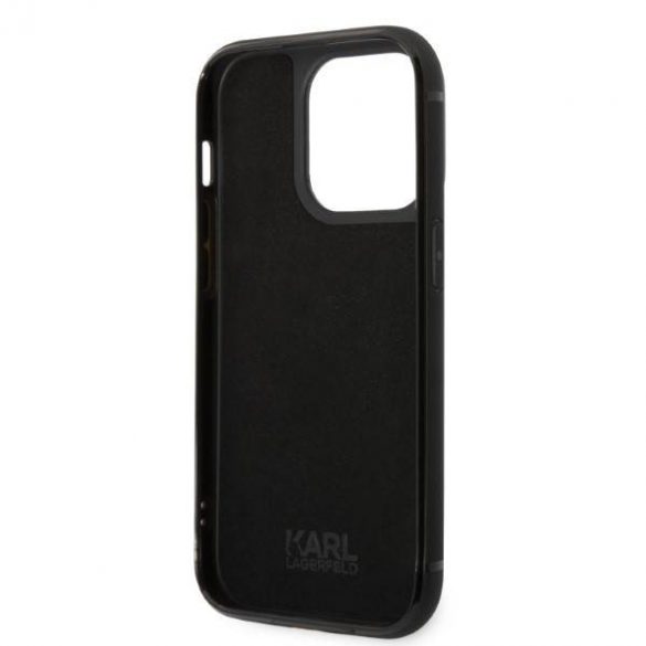 Karl Lagerfeld KLHCP14LCSSK Carcasă rigidă pentru iPhone 14 Pro de 6,1 inchi, negru/negru, cu logo Signature Husă pentru carduri