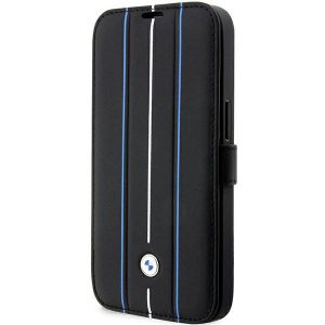 Etui BMW BMBKP14L22RVSK iPhone 14 Pro 6,1 bibliotecă czarny/negru Piele Stamp Blue Lines"