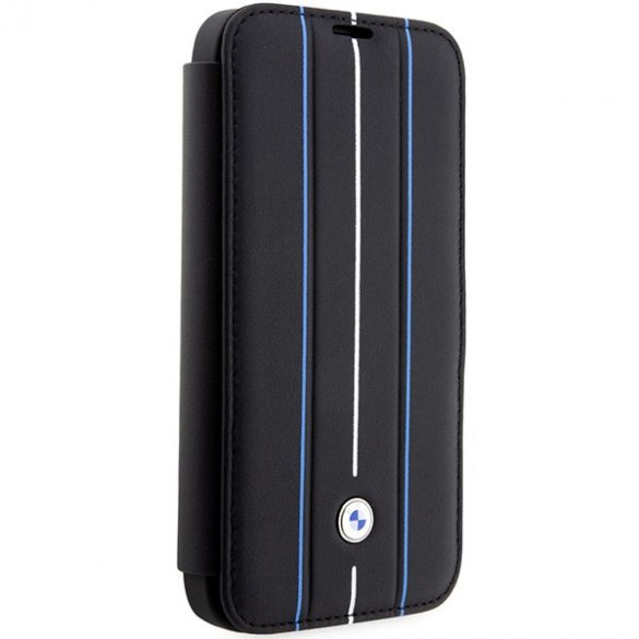 Etui BMW BMBKP14L22RVSK iPhone 14 Pro 6,1 bibliotecă czarny/negru Piele Stamp Blue Lines"