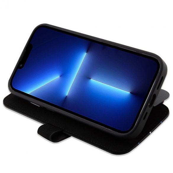 Etui BMW BMBKP14L22RVSK iPhone 14 Pro 6,1 bibliotecă czarny/negru Piele Stamp Blue Lines"