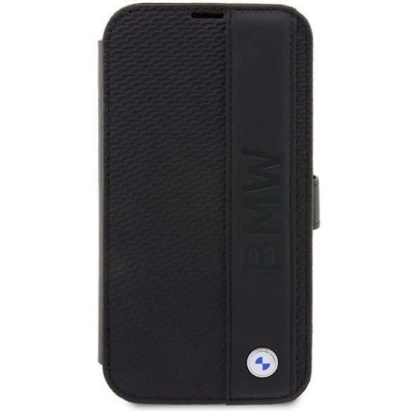 Etui BMW BMBKP14L22RDPK iPhone 14 Pro 6,1 bibliotecă czarny/negru Leather Textured&Stripe"