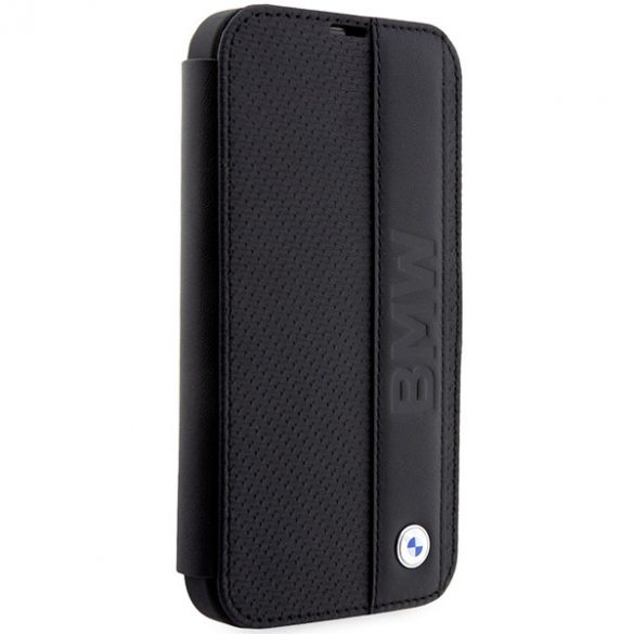 Etui BMW BMBKP14L22RDPK iPhone 14 Pro 6,1 bibliotecă czarny/negru Leather Textured&Stripe"