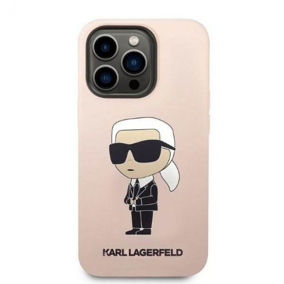 Karl Lagerfeld KLHCP14LSNIKBCP Husă rigidă pentru iPhone 14 Pro 6,1" rożowy/roz Husă Ikonik din silicon